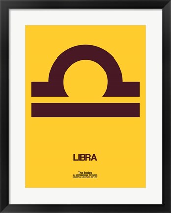 Framed Libra Zodiac Sign Brown Print