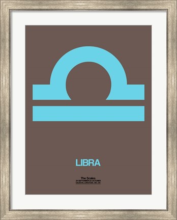 Framed Libra Zodiac Sign Blue Print