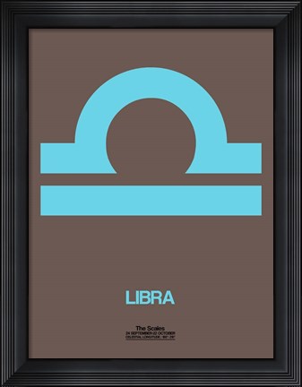 Framed Libra Zodiac Sign Blue Print