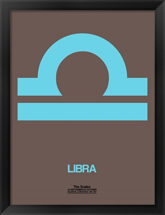 Framed Libra Zodiac Sign Blue Print