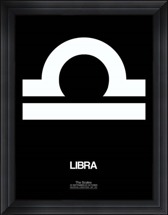 Framed Libra Zodiac Sign White Print