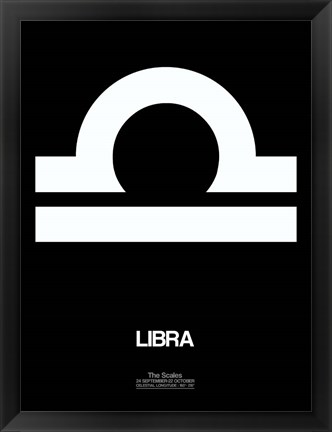 Framed Libra Zodiac Sign White Print
