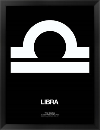 Framed Libra Zodiac Sign White Print