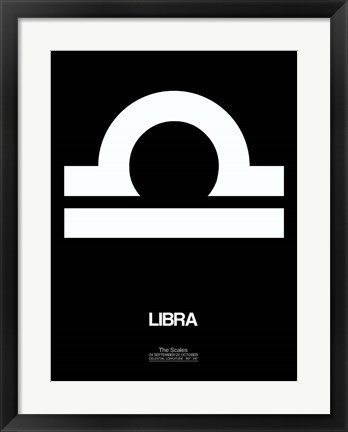 Framed Libra Zodiac Sign White Print