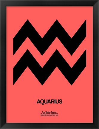 Framed Aquarius Zodiac Sign Black Print