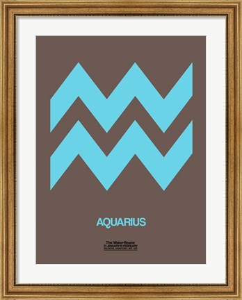 Framed Aquarius Zodiac Sign Blue Print