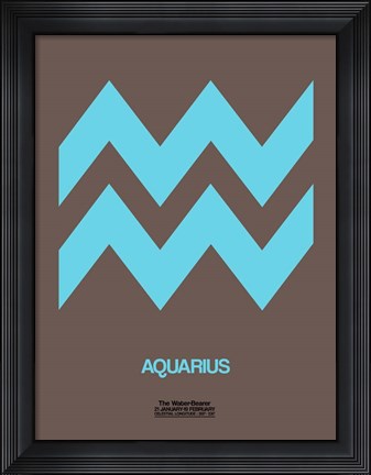 Framed Aquarius Zodiac Sign Blue Print