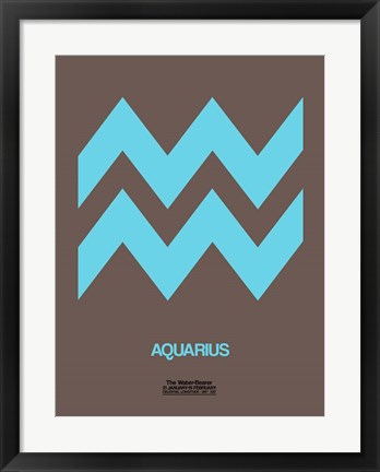 Framed Aquarius Zodiac Sign Blue Print