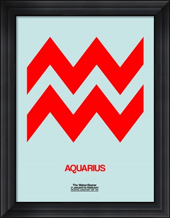 Framed Aquarius Zodiac Sign Red Print