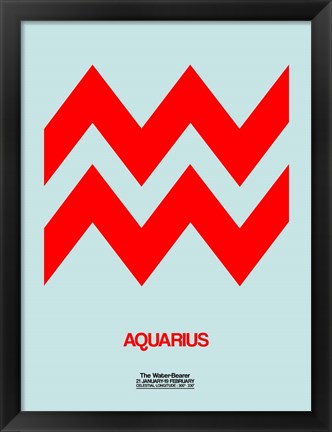 Framed Aquarius Zodiac Sign Red Print