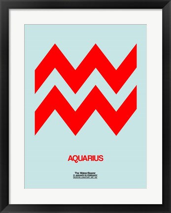 Framed Aquarius Zodiac Sign Red Print