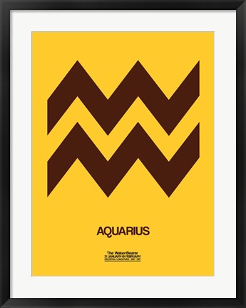 Framed Aquarius Zodiac Sign Brown Print