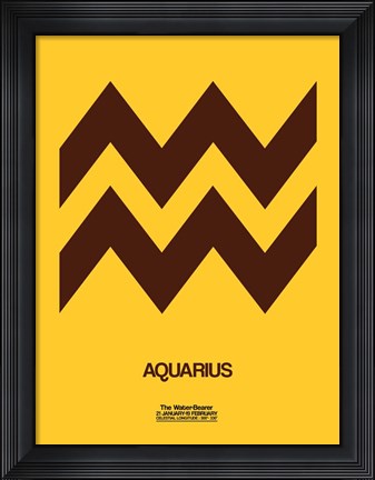Framed Aquarius Zodiac Sign Brown Print