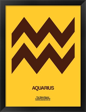 Framed Aquarius Zodiac Sign Brown Print