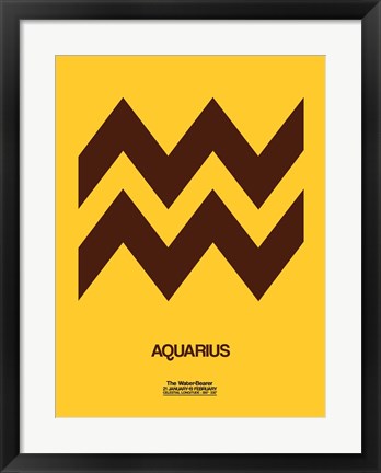 Framed Aquarius Zodiac Sign Brown Print