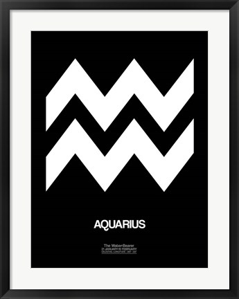 Framed Aquarius Zodiac Sign White Print