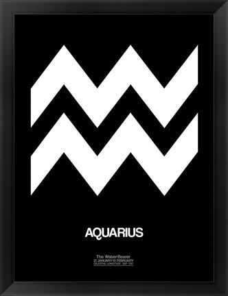 Framed Aquarius Zodiac Sign White Print