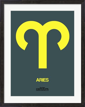 Framed Aries Zodiac Sign Yellow Print