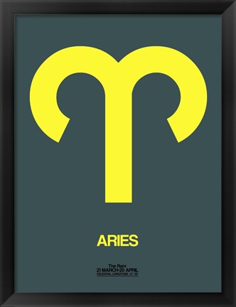 Framed Aries Zodiac Sign Yellow Print