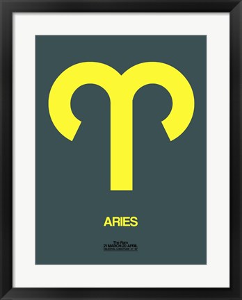 Framed Aries Zodiac Sign Yellow Print