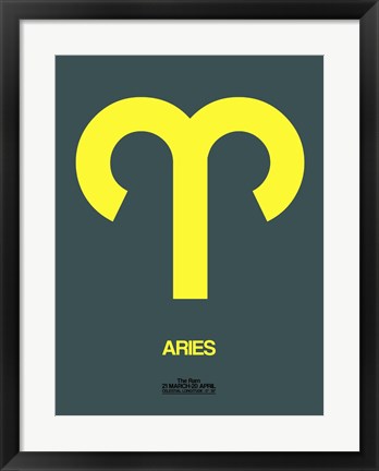 Framed Aries Zodiac Sign Yellow Print