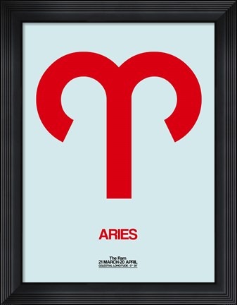 Framed Aries Zodiac Sign Red Print