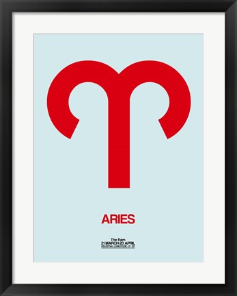 Framed Aries Zodiac Sign Red Print