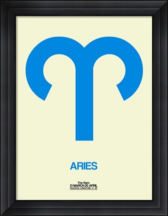 Framed Aries Zodiac Sign Blue Print