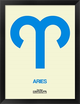 Framed Aries Zodiac Sign Blue Print