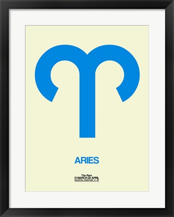 Framed Aries Zodiac Sign Blue Print