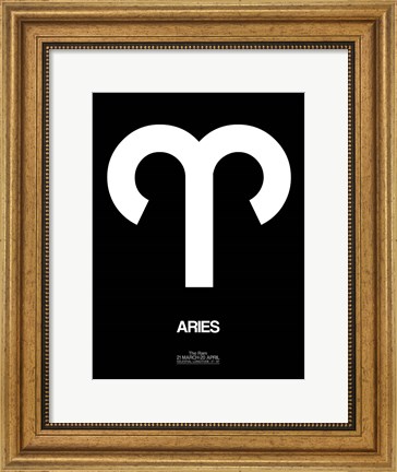 Framed Aries Zodiac Sign White Print