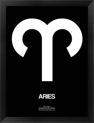 Framed Aries Zodiac Sign White Print