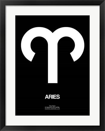 Framed Aries Zodiac Sign White Print