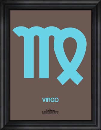 Framed Virgo Zodiac Sign Blue Print