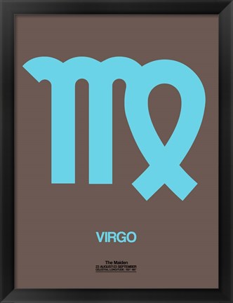 Framed Virgo Zodiac Sign Blue Print