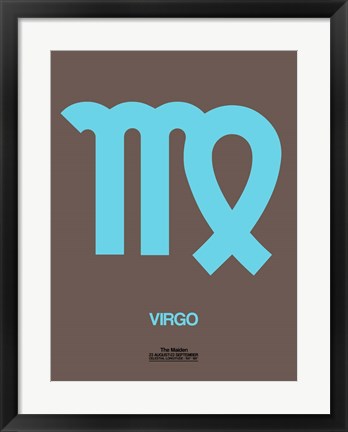 Framed Virgo Zodiac Sign Blue Print