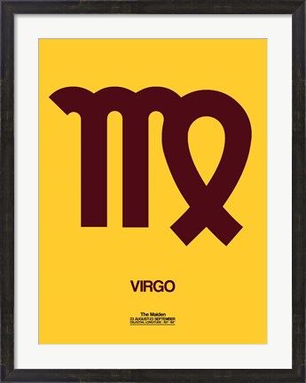 Framed Virgo Zodiac Sign Brown Print