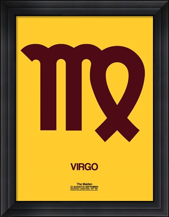 Framed Virgo Zodiac Sign Brown Print