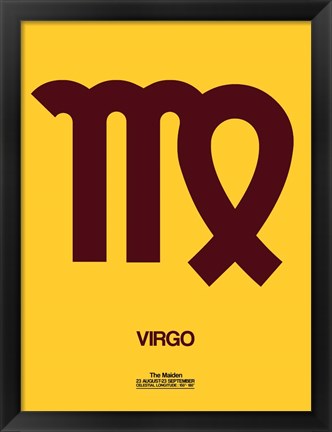 Framed Virgo Zodiac Sign Brown Print