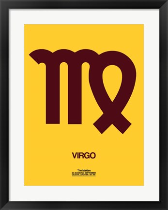 Framed Virgo Zodiac Sign Brown Print