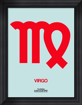 Framed Virgo Zodiac Sign Red Print