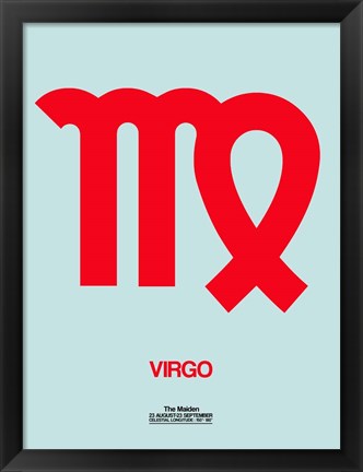 Framed Virgo Zodiac Sign Red Print