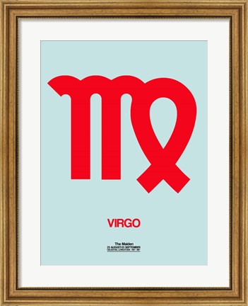 Framed Virgo Zodiac Sign Red Print