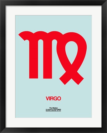 Framed Virgo Zodiac Sign Red Print