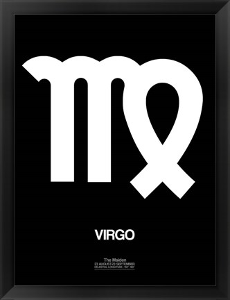 Framed Virgo Zodiac Sign White Print