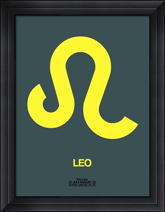 Framed Leo Zodiac Sign Yellow Print