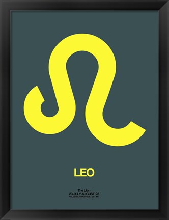 Framed Leo Zodiac Sign Yellow Print