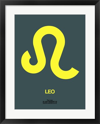 Framed Leo Zodiac Sign Yellow Print