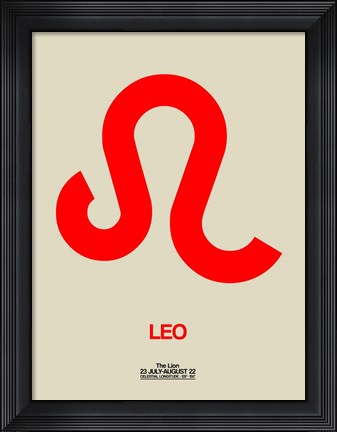 Framed Leo Zodiac Sign Red Print