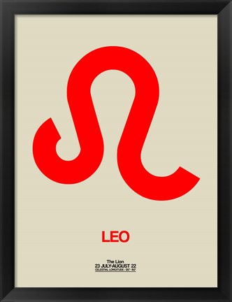 Framed Leo Zodiac Sign Red Print